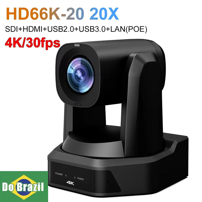 4K PTZ NDI Camera 12X 20X Optical Zoom AI Auto Tracking with PoE HDMI/SDI/USB/IP Live Streaming PTZ Camera for Church Services
