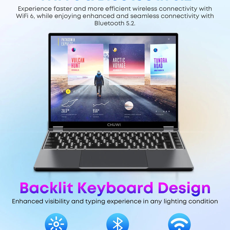CHUWI FreeBook 2-in-1 Touch Screen Laptop 13.4'' Intel N150 16GB LPDDR5 RAM 512GB SSD FHD 2520x1680 WiFi6 BT5.2 Windows 11