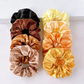 8Pcs/set Bright Color Silk Hair Scrunchies Women Y2K Solid Color Elastic Hair Bands Ponytail Holders Hair Rope Hair Accessories