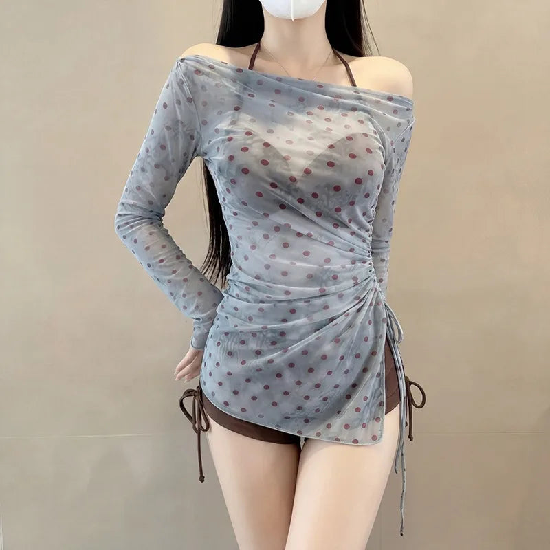 Women's New 3-piece Polka Dot Sexy Swimsuit Off Shoulder | SAMAG