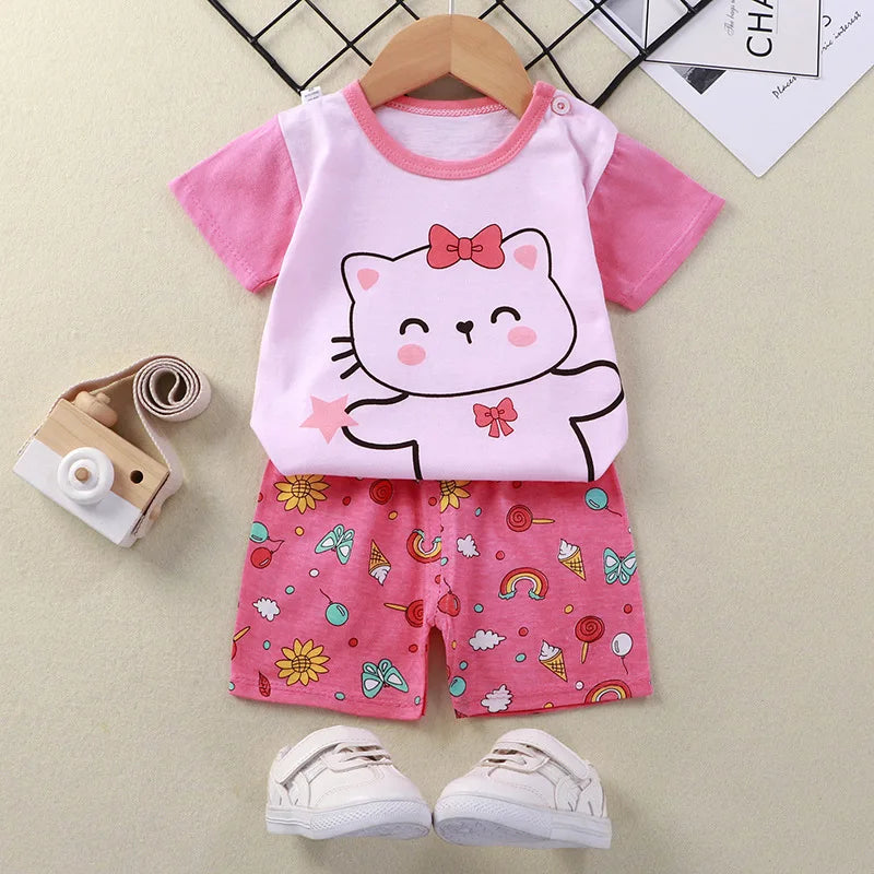 Baby Girl Summer Outfit Set Short Sleeve T-shirt | SAMAG