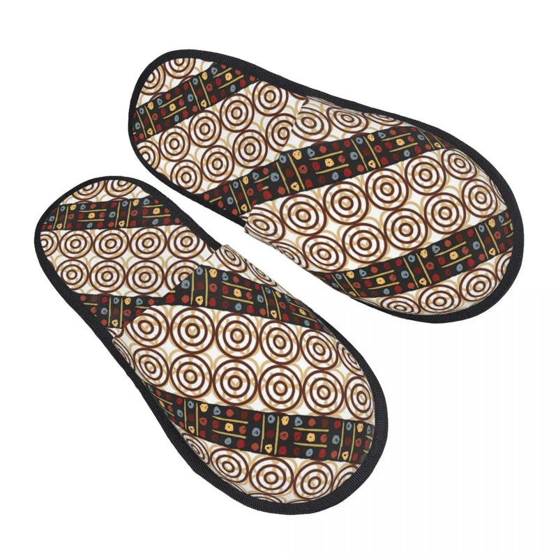 Custom Kizomba Samakaka Ankara Print Soft Memory Foam House Slippers Women African Wax Design Comfy Warm Anti-skid Sole Slipper