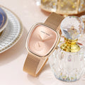 Local Shipping Women Watch With Stainless Steel Mesh Strap 34mm Rose Gold Dial Oval Clock Creative Timing - Visuel 4 | SAMAG