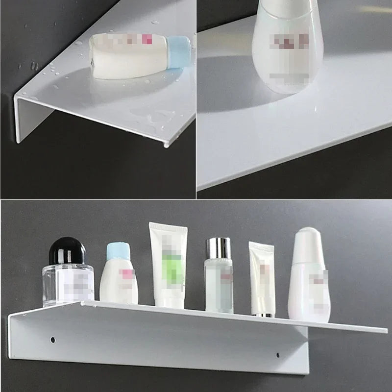 No Drilling Storage Rack Wall Shower Shelf Kitchen White Finish for Modern Bathroom Organizer Home Space - View 3 | SAMAG