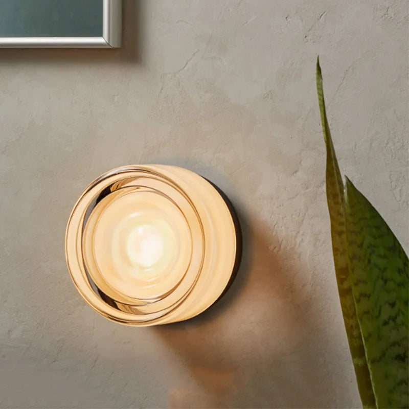 Modern Circular Wall Lamp LED Glass Wall Lamp Sconce Living Room Corridor Bedroom Bathroom Home Decoration Indoor Lighting