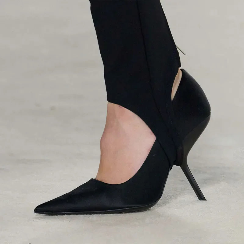 SLSHLYJ Fashion Show Silvery 9cm High Heel Spring Autumn New Irregular Heels Black Red Pointed Sexy Women's Single Shoes Size 43