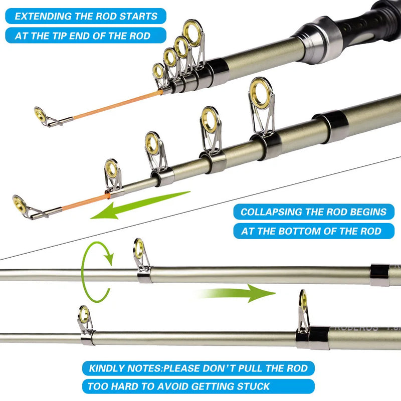 PROBEROS 1.8M Carbon Fiber Spinning Rod Reel Combo 5.1:1 | SAMAG