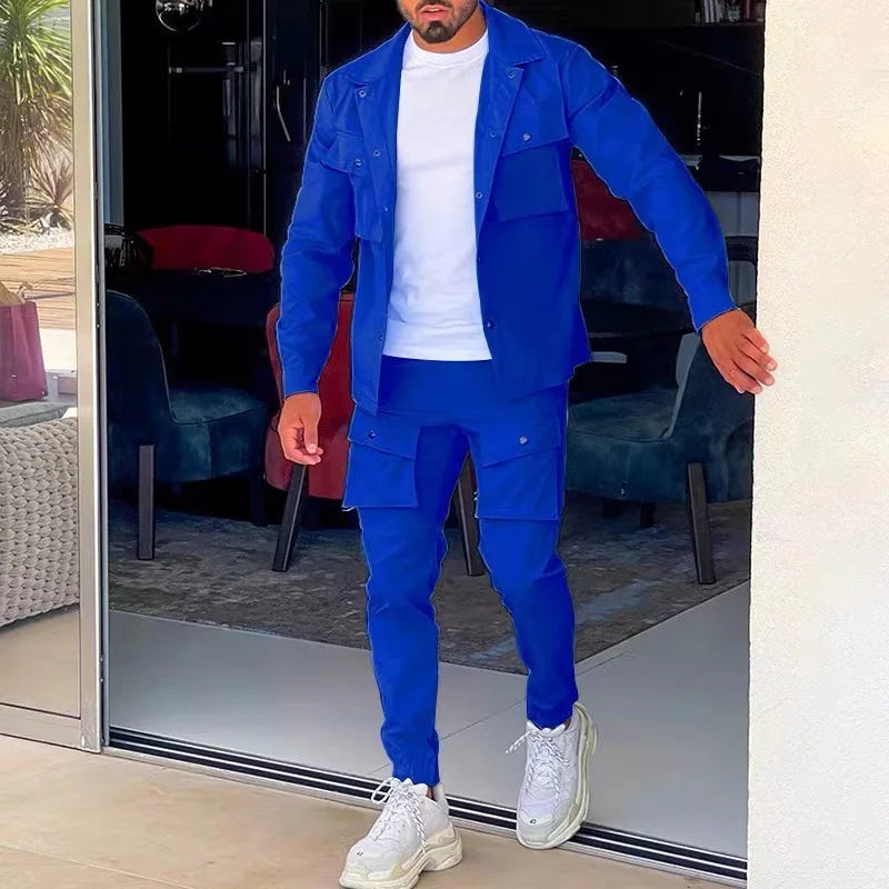 Fashion Men's Casual Sets Male Trend Streetwear Long Sleeve Jacket Coat+Leggings Pants Sport 2 Pieces New - View 8 | SAMAG