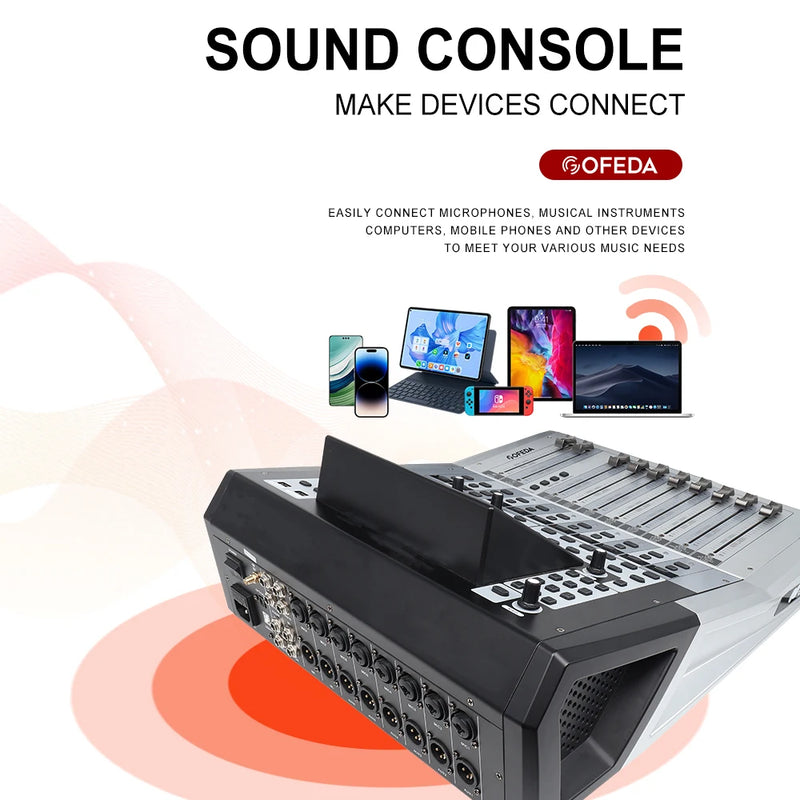 Gooermi  DM12 12 Channel Digital Audio Mixer USB DJ Mixing Console with 48V Phantom Power for Live Streaming Recording PC