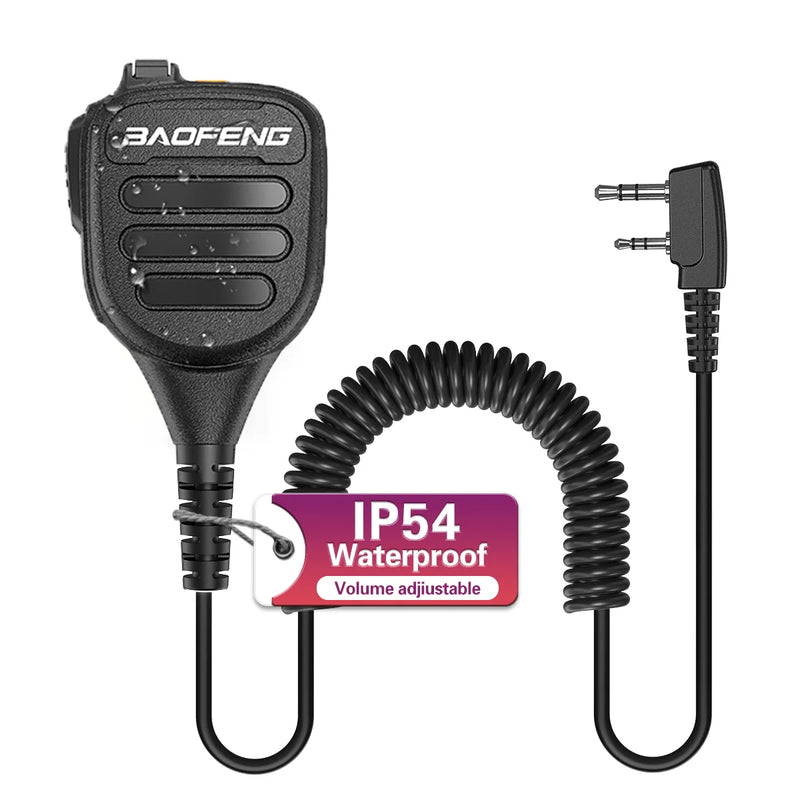 BAOFNEG BF-850 Walkie Talkie Speaker Mic Dual PTT IP54 Waterproof For BAOFENG AR-39 UV-21PRO BF-888S AR-152 UV-5R Ham Radio