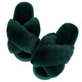 Comwarm Women's Cross Band Fuzzy Slippers Fluffy Open Toe House Slippers Cozy Plush Bedroom Shoes Indoor Outdoor Fur Sandals