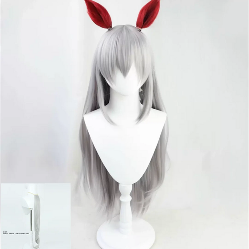 Cosplay Uma Musume Pretty Derby Tamamo Cross Wig Anime game party wig silver gray long straight wig ﻿