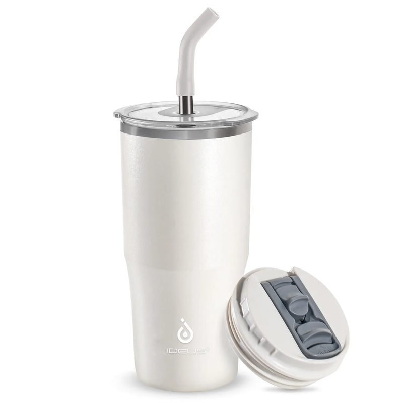 Ideus Thermos Mug Stainless steel double-layer vacuum coffee cup with lid and straw car water bottle for heat and cold preservat