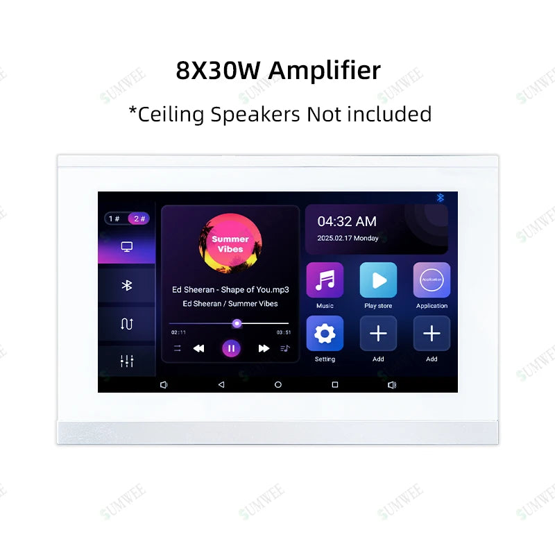 2025 New Type 7 Inch Smart Home Background Music Player Stereo Sound WIFI Touch Screen Bluetooths Audio Android Wall Amplifiers