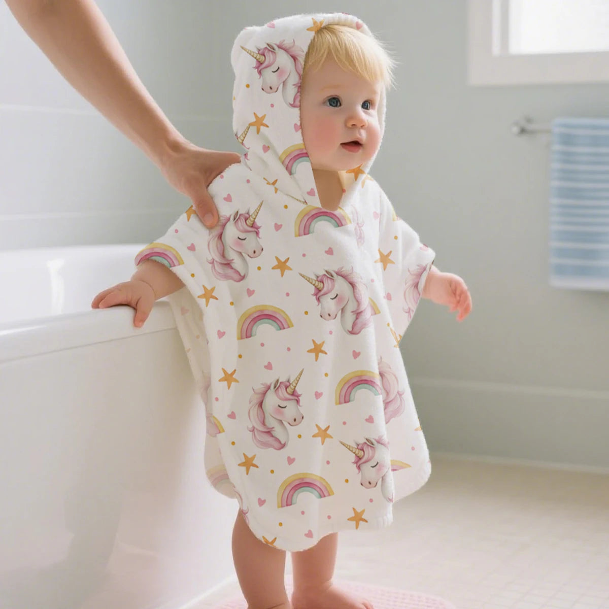 Elinfant 1 Pc Hooded Towel for Baby Bath Towels For Infant Comfortable Skin Friendly Double-sided Push Towel Nursery Room Supp