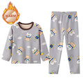 2-piece Autumn And Winter Children's Plush Thick Warm Home Underwear Set For Boys And Girls Fun And Cute Tops Comfortable Pants