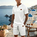 Men's Island Vacation Herringbone Textured Henley | SAMAG
