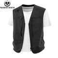 2026 Summer Men Sleeveless Outdoor Cargo Leisure Work Vest Men Pocket Solid Color Fishing Camping Thin Vest Male Waistcoat 8XL