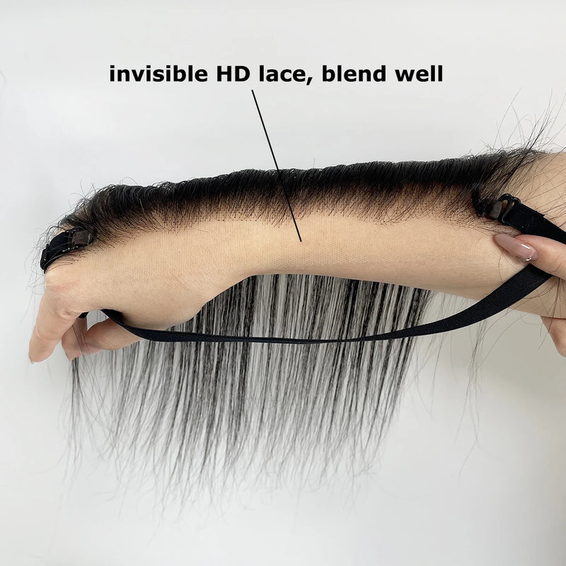 HD Lace Hairline Topper for Receding Hairline, Forhead Human Hair Topper with Elastic Band Ear to Ear Lace Frontal Extension