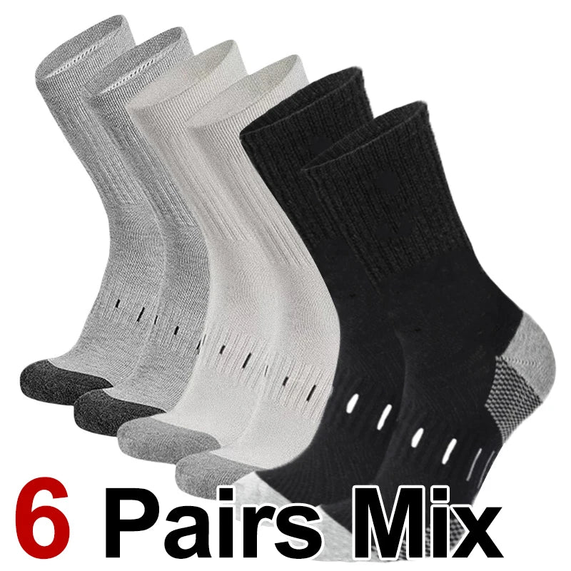 6 Pairs Men High Tube Round Neck Work Socks Moisture | SAMAG
