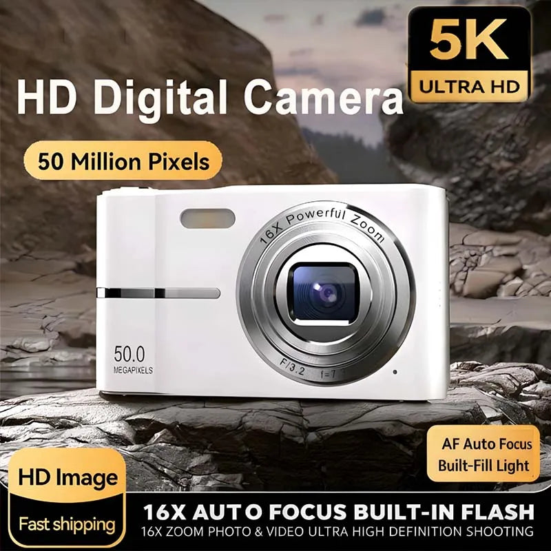 Lenovo 5K Digital Camera 50MP 16X Student Cam Outdoor Anti-Shake Digital Video Camera Flash Video Recorder Small Video Camera