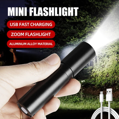 Mini Telescopic Zoom Flashlight 3 Light Mode Torch USB | SAMAG