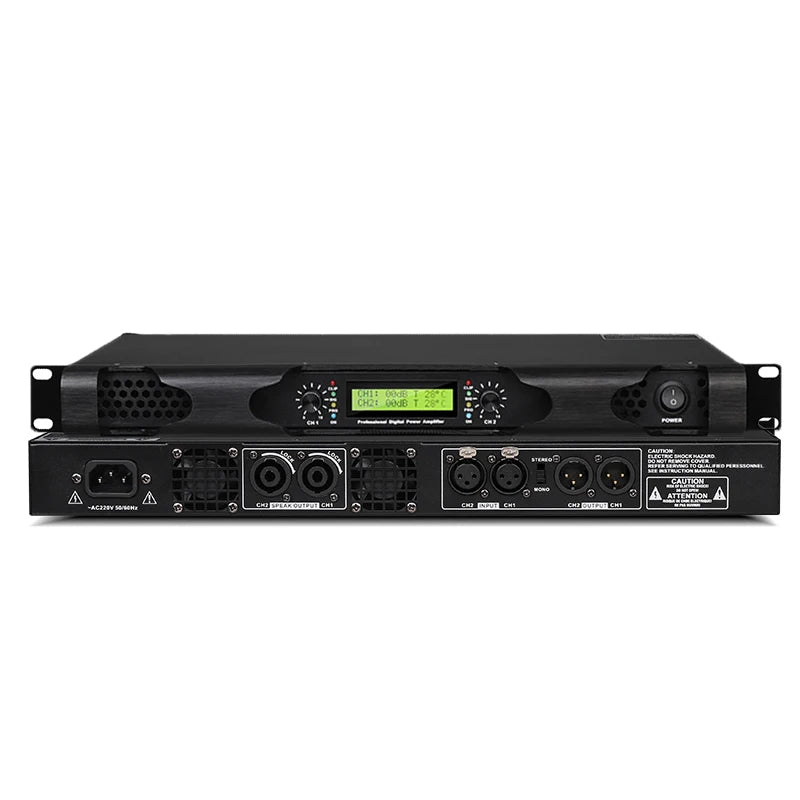 1U 2X600W Power Amplifier 2-Channel Lightweight Amplifier Digital Power Amplifier Stage Performance Audio DJ Power Amplifier