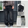 OIQERE Four Seasons New Men's Curved Leg Dirty Wash Denim | SAMAG