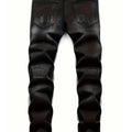 Men's Black Distressed Jeans Skull Patch & Embroidery | SAMAG