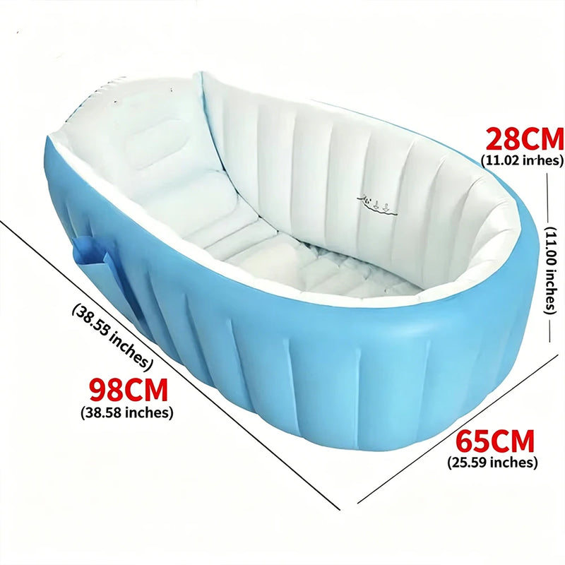 Inflatable Bathtub Pool for Baby 0-6 Months, Portable Blow Up Tub with Non-slip Base & Sitting Support for Toddler Bathing