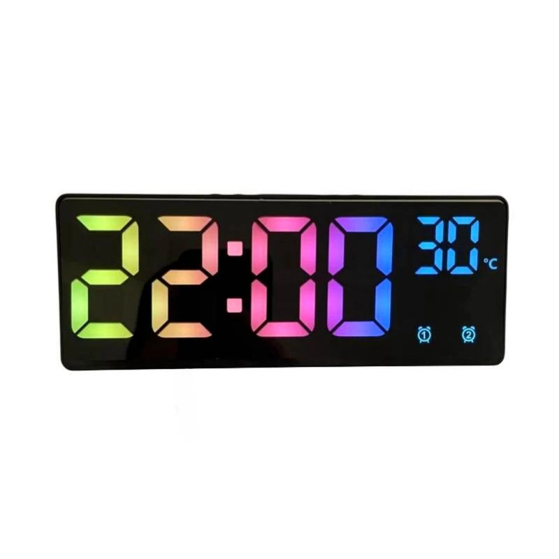 Voice Control Alarm Clock Digital Temperature Date 2 Alarm USB Powered Always On Snooze Table Clock Night Mode 12/24H LED Clock