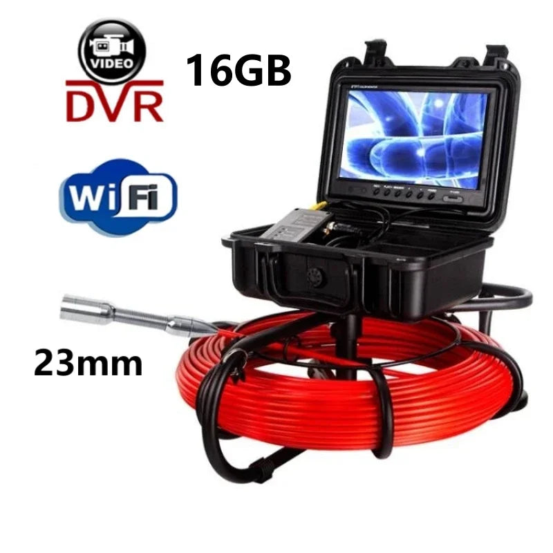 9" DVR 16GB SYANSPAN Pipe Inspection Camera  23mm Lens 12 LEDs IP68 Video Camera Drain Sewer Pipeline Industrial Endoscope