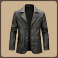 Men's Brown PU Jackets with Lapels for Fall and Winter, Dark Gray Faux Leather Coats for Spring, European Sizes S–XXXL.