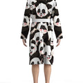 Men's soft panda print kimono bathrobe, cute cartoon national treasure pattern long-sleeved home clothes, casual nightgown