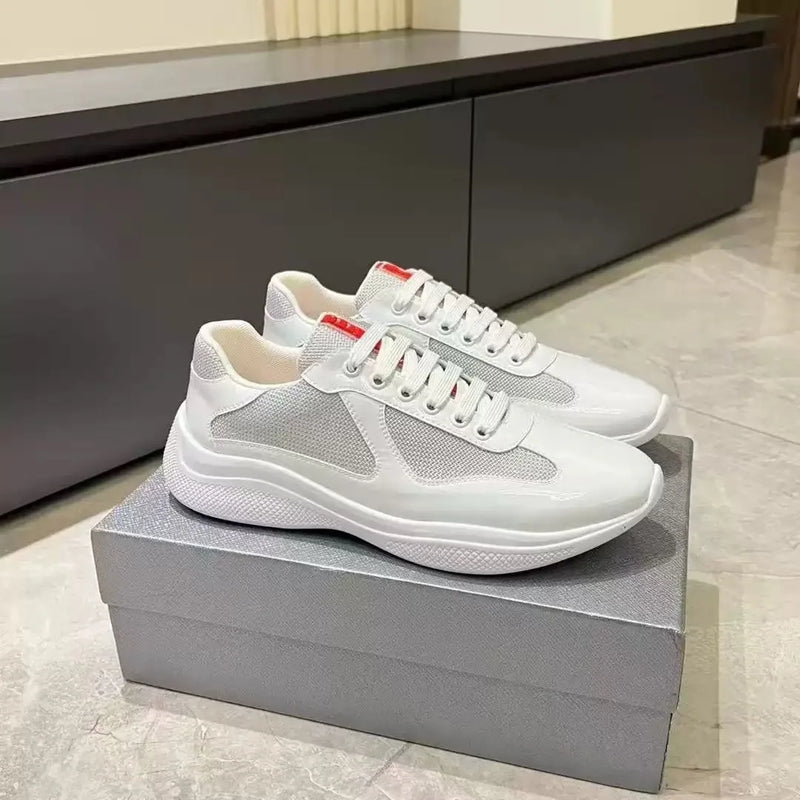 High-End Men's Sporty Casual Slip-On Shoes Breathable Leather Uppers Fashionable Glossy Finish Lightweight Comfortable All-Se