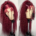 30 Inch 99J Deep Wave Lace Front Wig 13x6 Human Hair Lace Frontal Wig Colored Curly Human Hair Wigs 250 Density