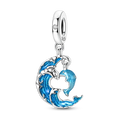 925 Sterling Silver Ocean Theme Charm Beads For Women Blue Wave Dolphin Seashell Compatible Summer Beach Vacation Jewelry