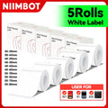5 Rolls 30-50mm Thermal Label Paper Rolls White Color Waterproof for Niimbot B1 B21 B203 B3S Label Printer Barcode Name Printing