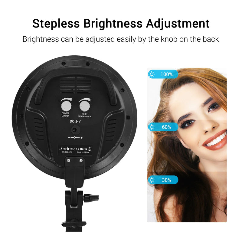 Andoer Professional Studio Photography Softbox LED Light Kit with 50*70cm Softboxes/ 45W 3200K-6400K LED Lights/ 2M Light Stands