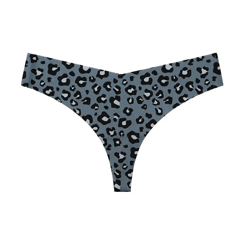 Sexy Leopard Print T-Back T-Shaped Panties Seamless Underwear Women's Ice Silk Breathable Quick-Drying Sports T-Back Pure Cotton