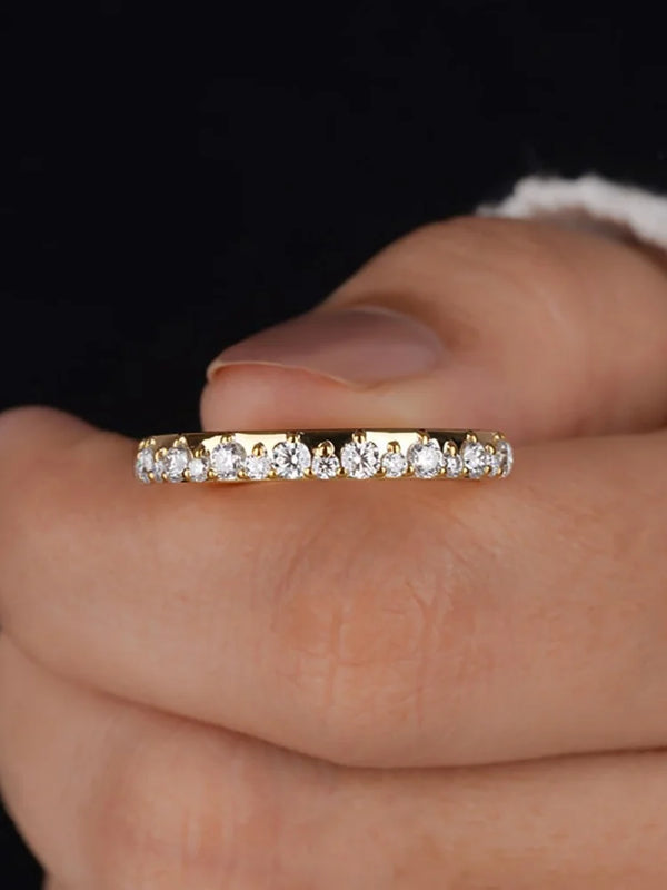 925 Sterling Silver Zircon Fashion Gorgeous Half Circle Round Ring For Women Engagement Anniversary High Quality Fine Jewelry