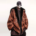 LUZHEN Fashion Original High Quality Faux Fur Patchwork Collar Leather Jacket Men's 2025 Winter Vintage Street Male Coat JY4929