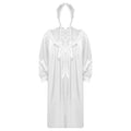 Men Satiny Gothic Victorian Nightgown Robe with Hat Set Lace Trim Long Sleeve Sleep Dress And Lace-up Bonnet for Pajamas Party
