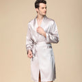 Men Summer Satin Bathrobe Shorts Robe Suit Thin Ice Silk Pajamas 5XL Plus Size Bathrobe Kimono Sleepwear Soft Bath Gown Male
