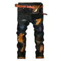 Fashionable New Men's Motorcycle Jeans Pleated Holes | SAMAG