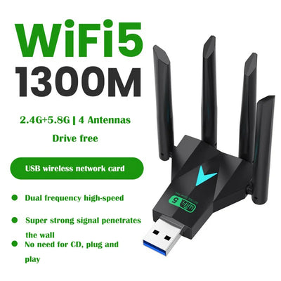 1300Mbps USB 3.0 WiFi Adapter Dual Band 2.4G/5Ghz Dongle | SAMAG