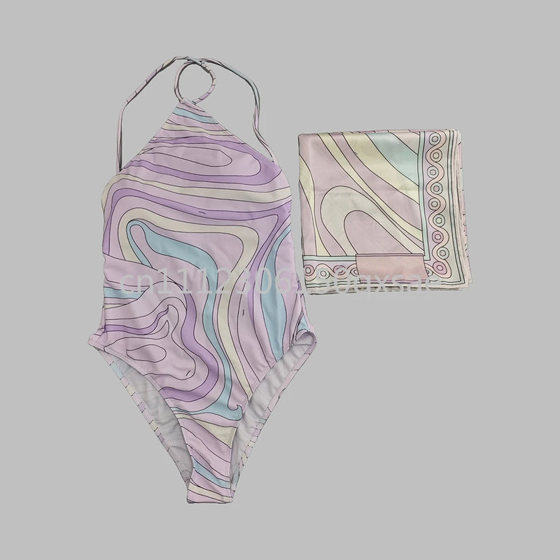 Women's Scarf Swimsuits with Letter Signature Logo Lady | SAMAG