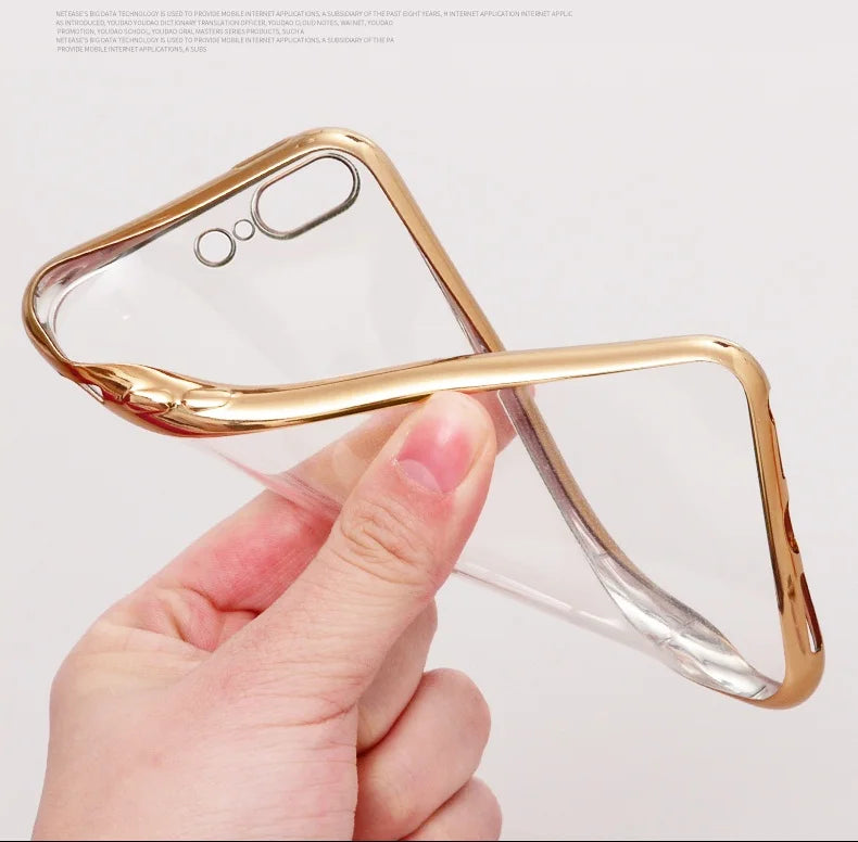 For IPhone 8 Plus Case Luxury Gold Plating Soft Silicone Gel Case for IPhone 14 13 11 Pro 12 Mini X XR XS Max 7 Plus Cover
