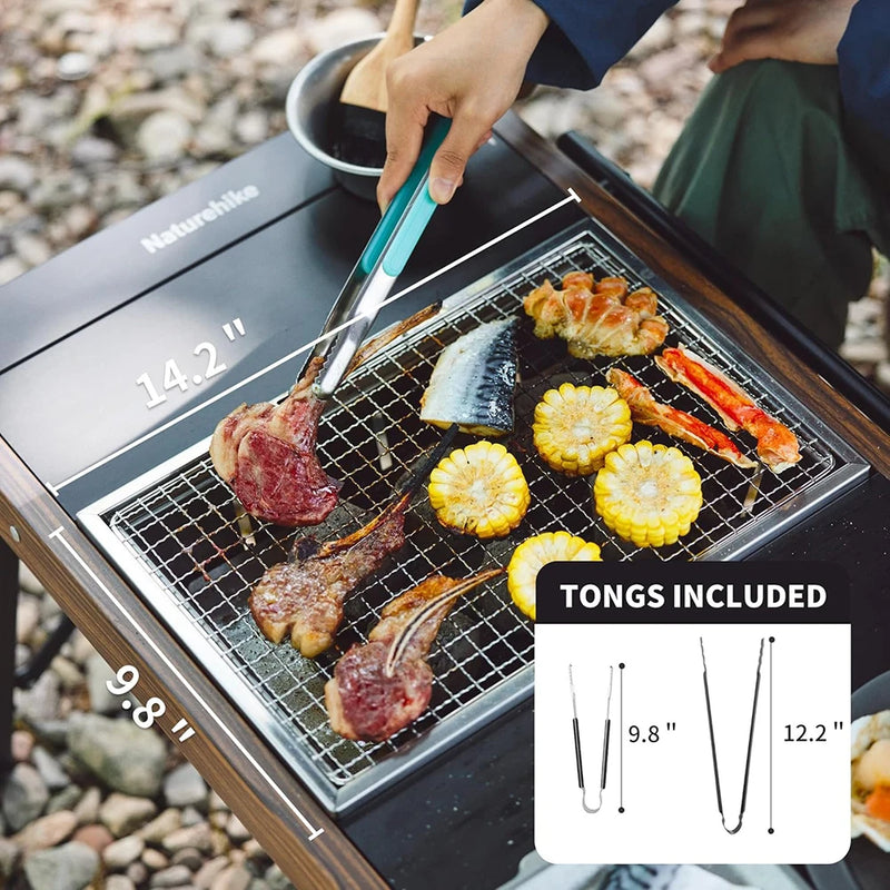 Naturehike Camping Charcoal Grill for IGT Table Portable Folding Barbecue Grill with Tongs Outdoor Car Cooking BBQ Rack