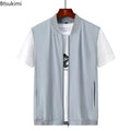 Summer New Men's Lightweight Thin Vests Trend Baseball Collar Zipper Sleeveless Casual Vest Coats Simple All-match Men Vests 6XL